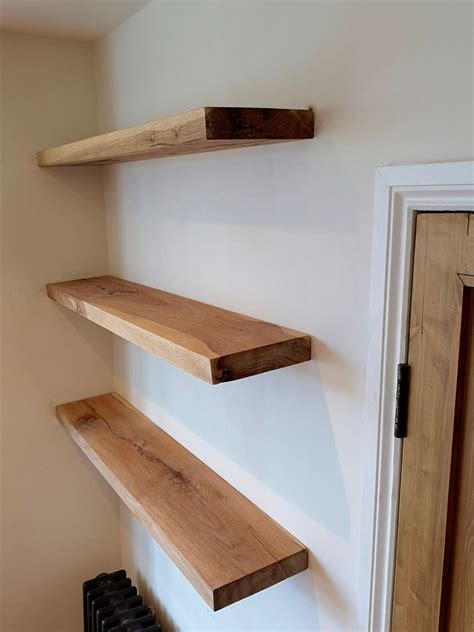 oak wooden shelves with brackets